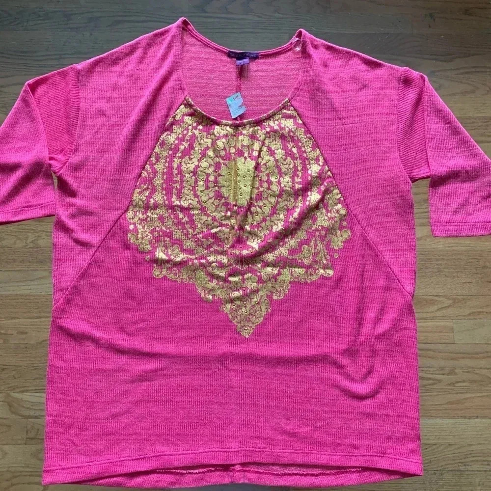 **NEW Beverly Drive Gold Beaded Detail Knit Top